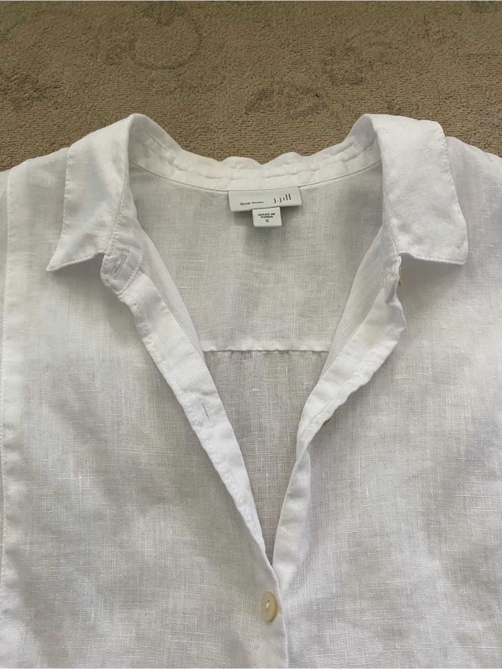 J. Jill Love Linen Peplum Button Down Tunic White Small Mother of Pearl Buttons - Picture 2 of 10